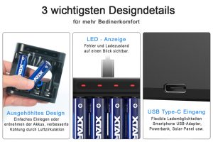Xtar L4 Li-Ion Charger + 4x AA 1.5V (Mignon LR6) Li-Ion Battery XTAR 4100 mWh - Image 4