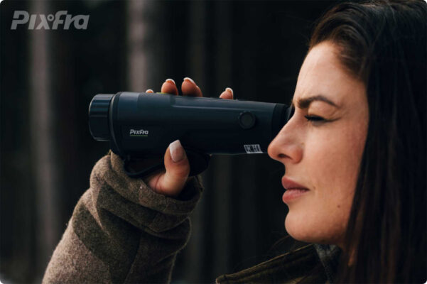 Pixfra Ranger thermal monocular in use